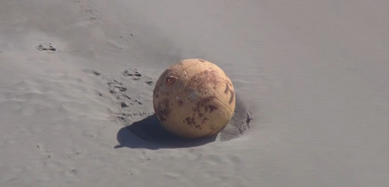 اكتشاف جسم كروي مجهول على أحد شواطئ اليابان